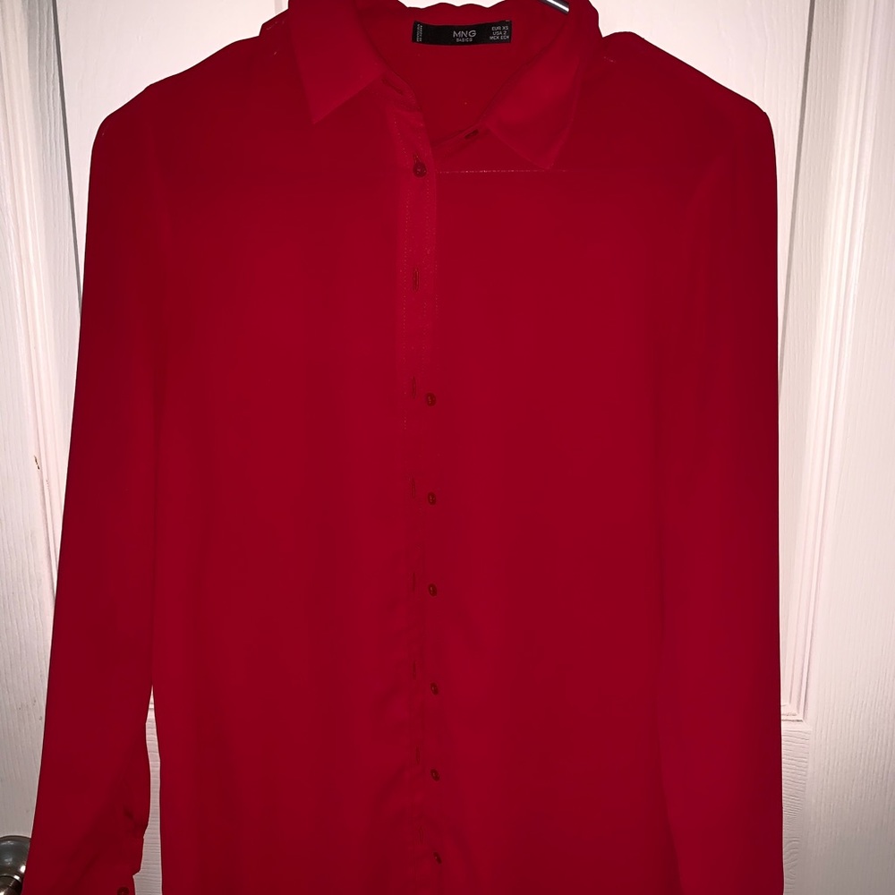 Red shear blouse